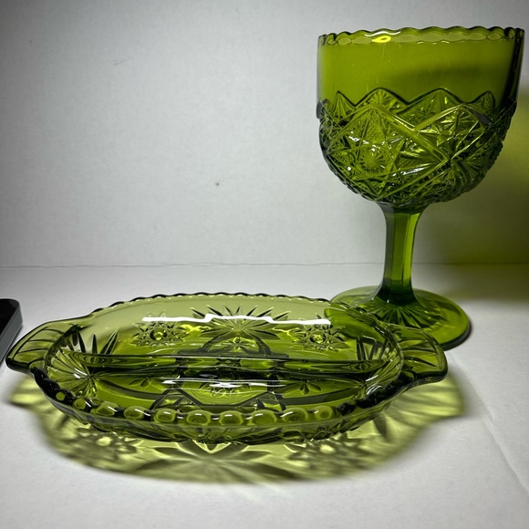 Viking and Anchor Hocking Other - Vintage Viking Glass Compote & Star of David Anchor Hocking Oblong Divided Dish.